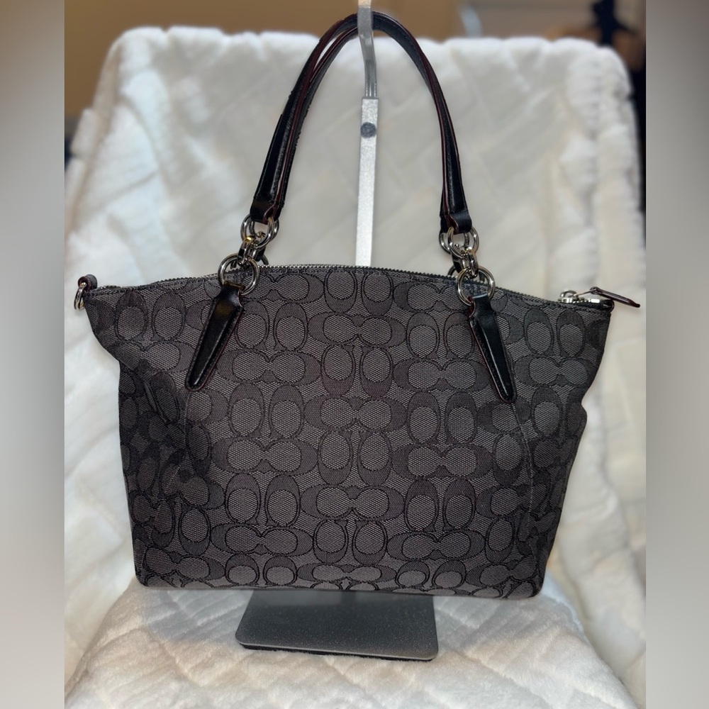 Coach Gray Signature Shoulder Bag with silver accents - Picture 3 of 8